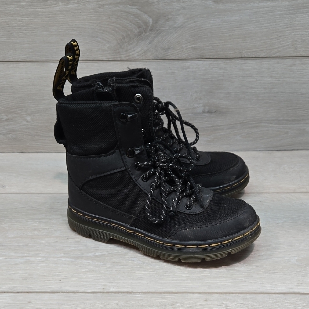 Dr.Martens Kids Combs Tech J Black Combat Boots Shoes Sz 12